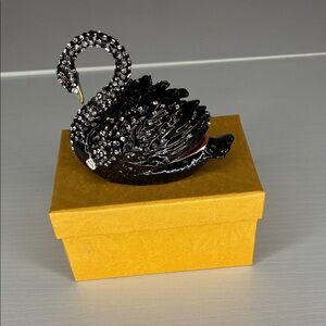 Black Jeweled Swan Trinket Box
